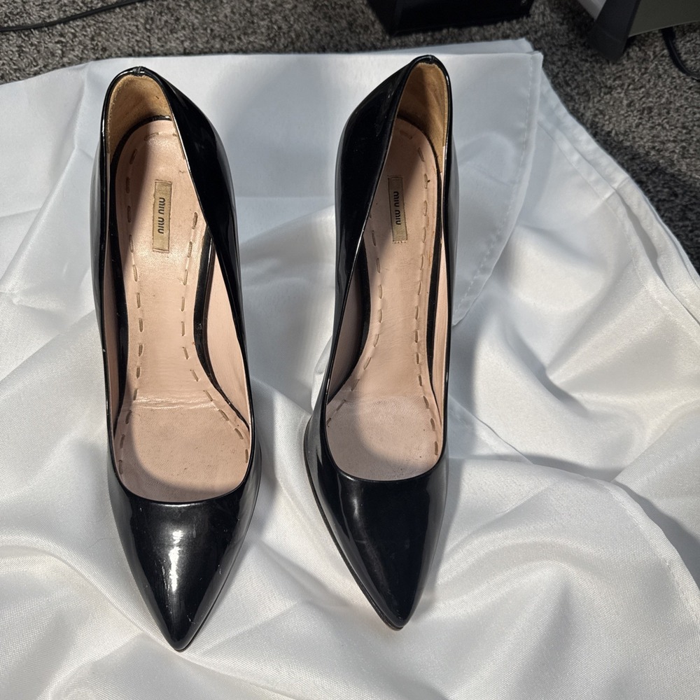 Mui Mui Black Suede High Heel Shoes Sz 39 - Picture 2 of 12